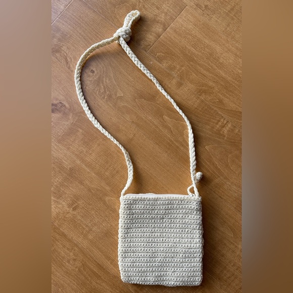 Vintage Square Beaded Woven Crossbody Bag, Cream - Picture 6 of 11
